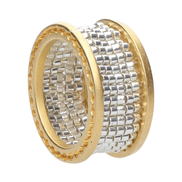 Anillo Telarar Dorado Liso Plata Pavonada
